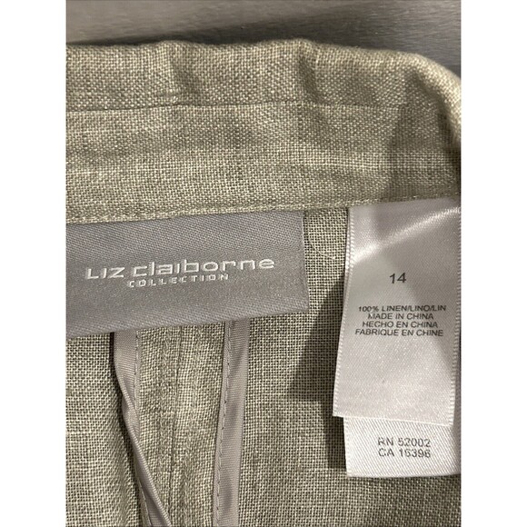 Vintage Liz Claiborne Linen Button Down Shirt Size 14 Long Sleeve Beige/grey - Picture 6 of 7